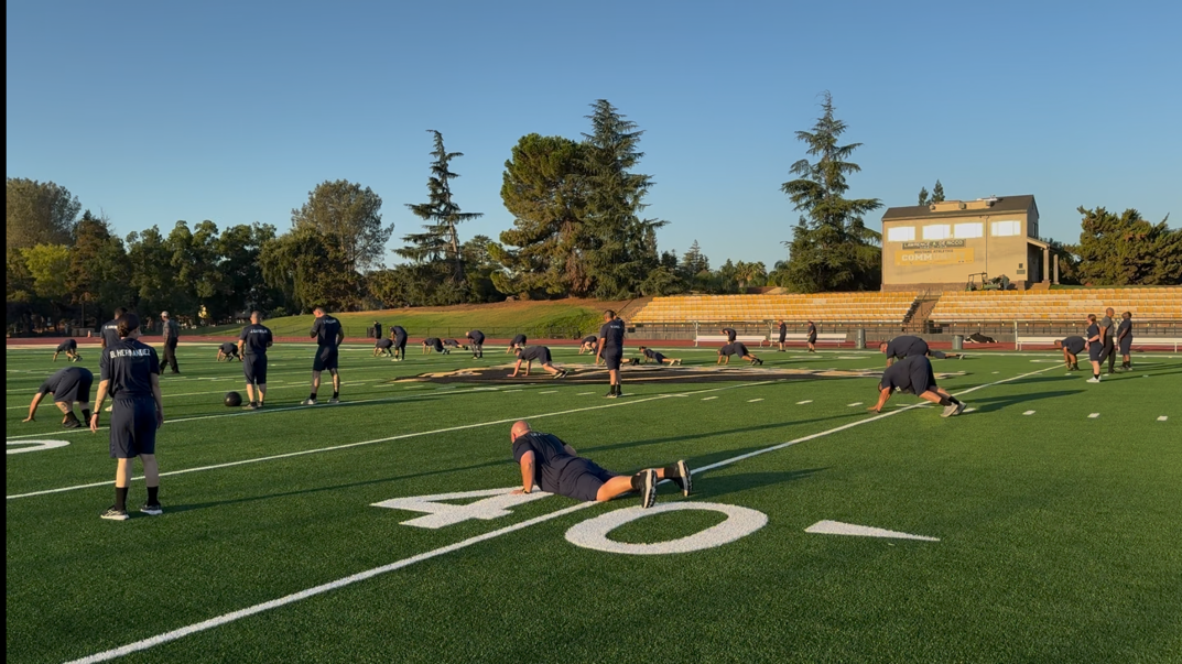 Students at the San Joaquin Delta College Academy Regular Basic Course participate in the physical training session.