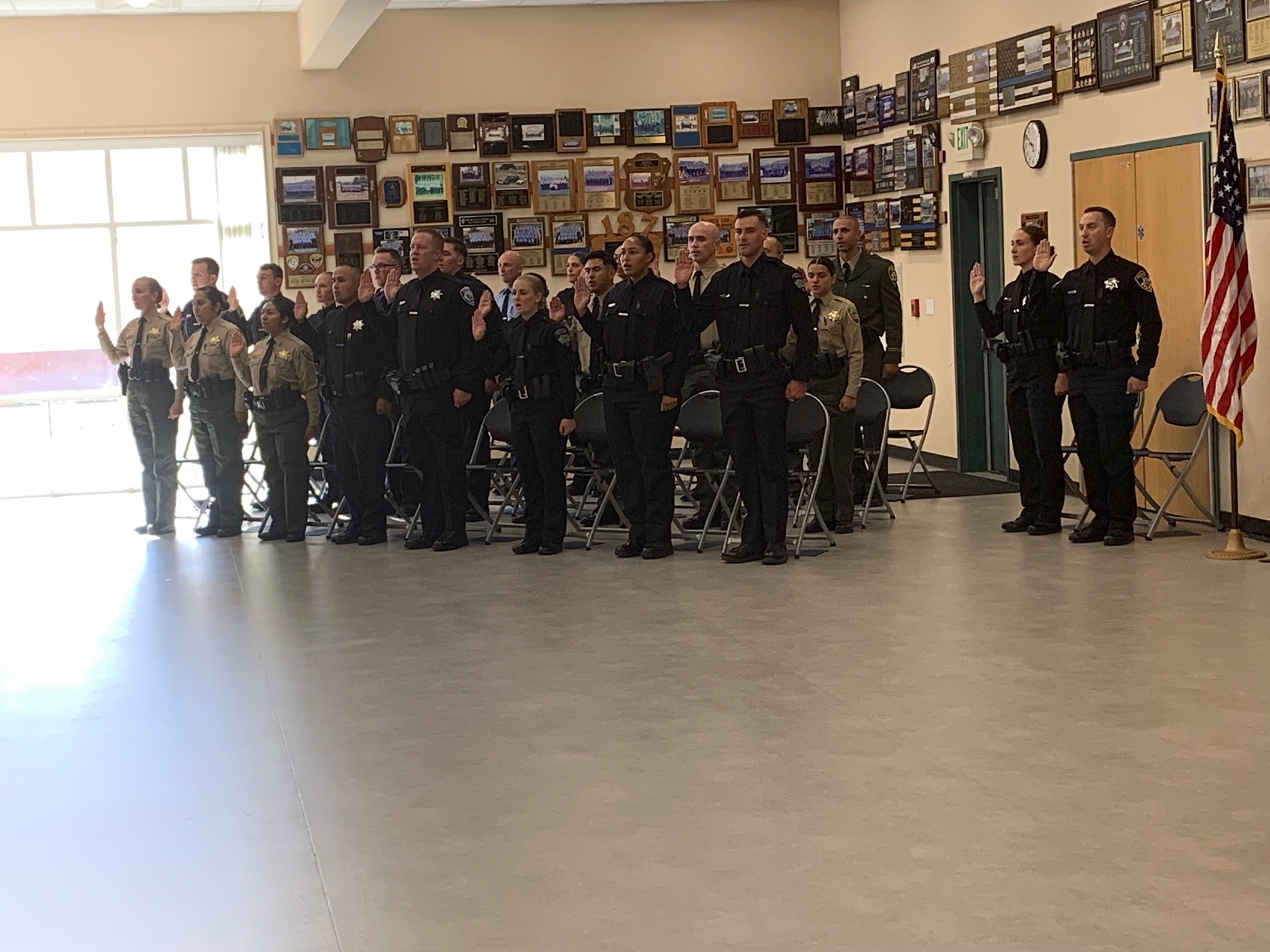 Students from the 217th Intensive Academy Class at Santa Rosa Junior College Police Academy during their graduation ceremony.