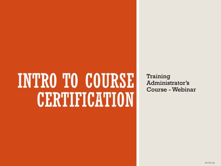 Training Administrator's Course Webinar