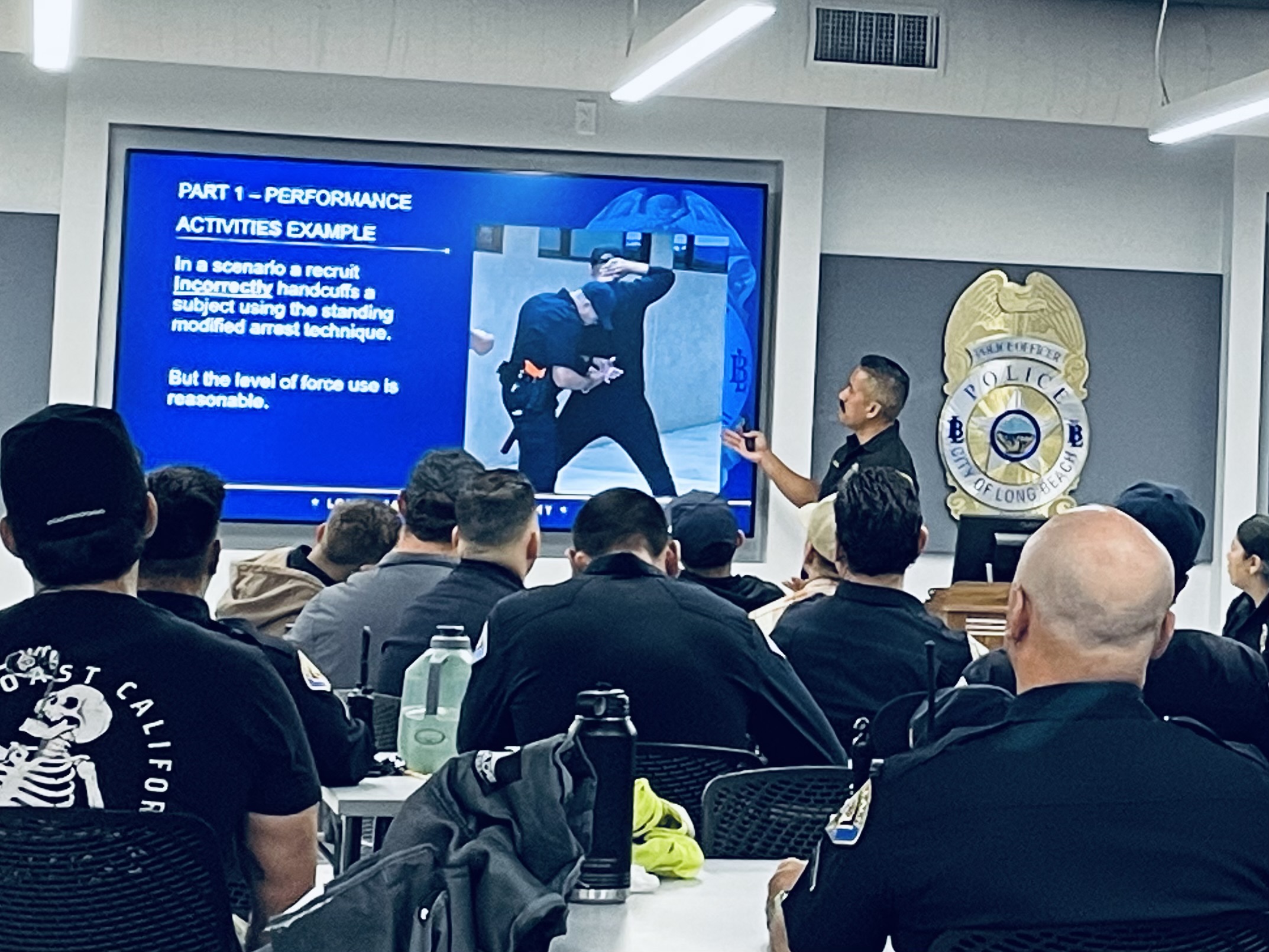 Attendees participating in Scenario Testing at the Long Beach Police Department Academy